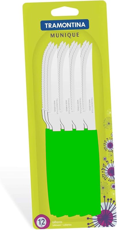 Munich 12-Piece Barbecue Knife Set - High-Durability Stainless Steel, Comfortable Polypropylene Handles, Long-Lasting Quality - Green - Designed for High Performance and Durability