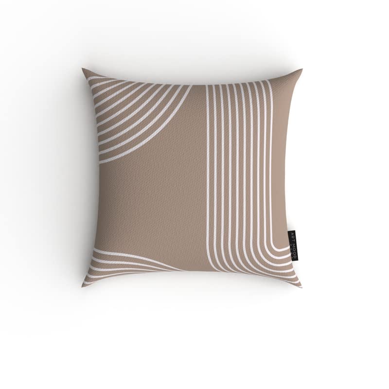 Lynn 1 Canvas Cushion Cover in Beige & White, a durable decorative pillow with a subtle and sophisticated modern pattern, 40x40 cm, perfect for a chic, minimalist, or contemporary home
