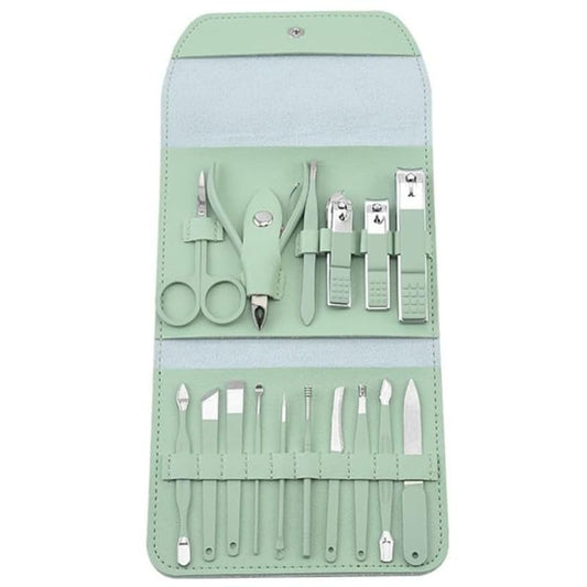 طقم قص الأظافر، مجموعة من 16 قطعة من الفولاذ المقاوم للصدأ مع مقص أظافر وملقط ومقص بشرة، ومجموعة أدوات مانيكير وباديكير للمنزل والسفر