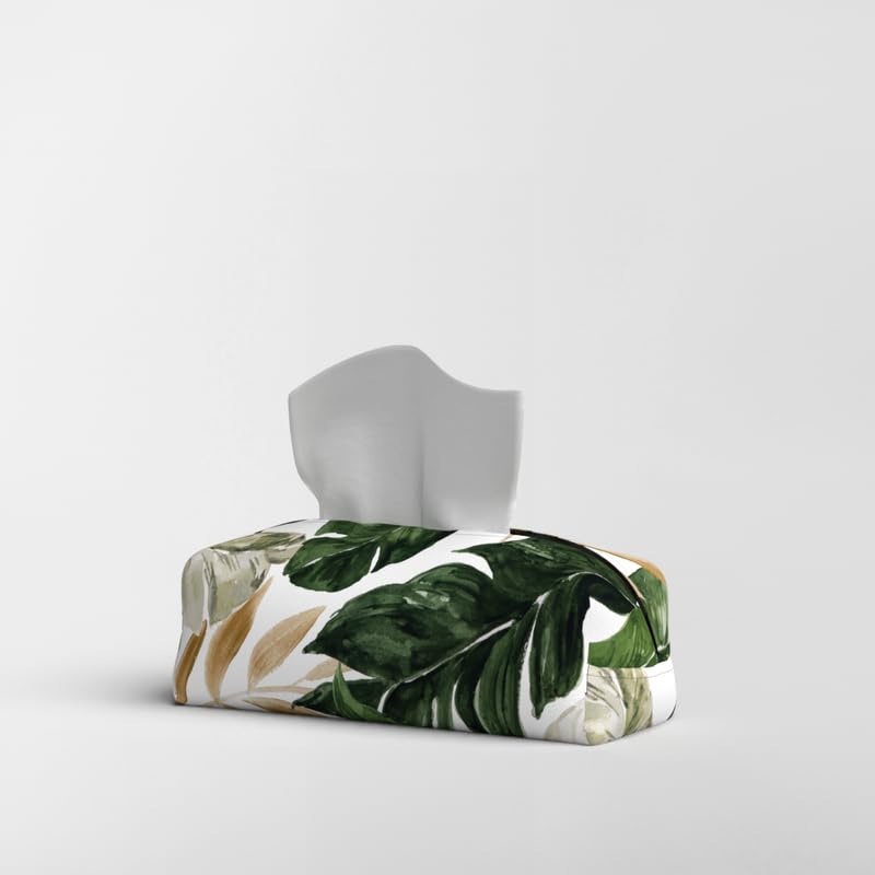 Fabric Tissue Box Cover Premium Fabric Tissue Holder With Leather Layer Inside for Home, Office, and Car Durable and Elegant Tissue Dispenser for Standard Tissue Boxes