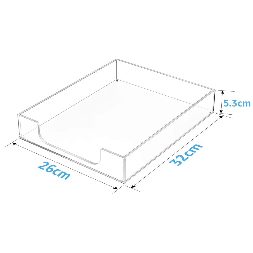 Multi-Function Clear Acrylic Letter Tray and Desktop Organizer, Stackable Desk Tray for Papers, Documents, Magazines, and Folders, Modern File Organizer for Office, Home, and Workspace