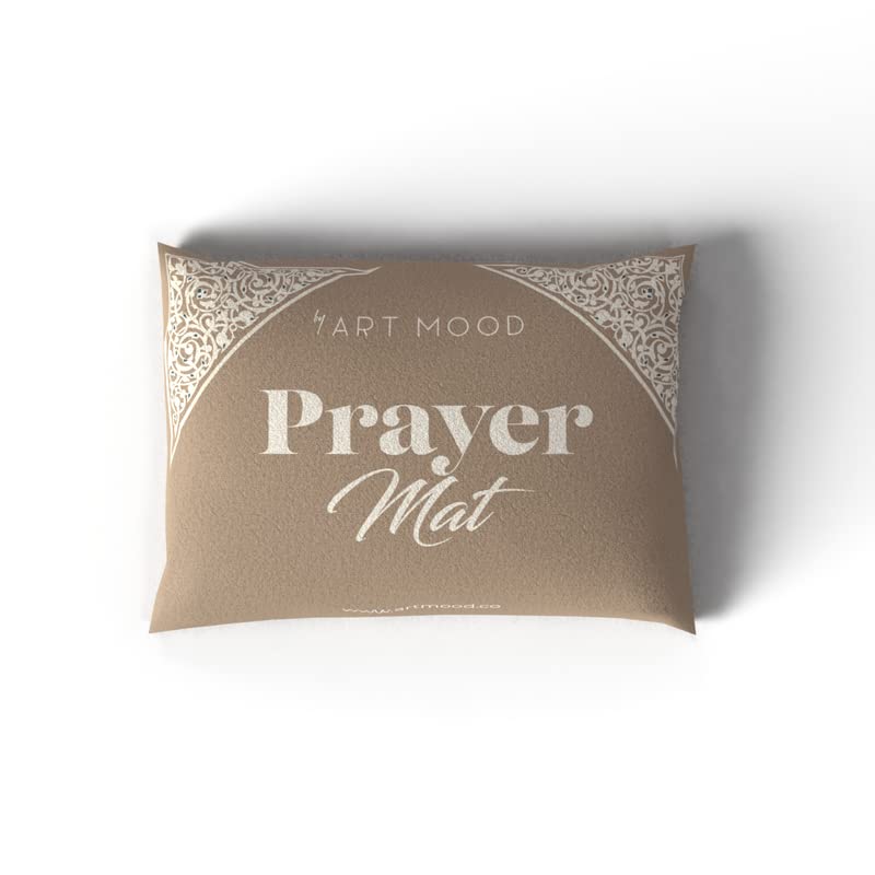 Velvet Prayer Mat in a neutral Beige, 68x117 cm, a luxurious and soft Islamic rug with a classic dome design, perfect for providing a comfortable prayer space in any room's decor