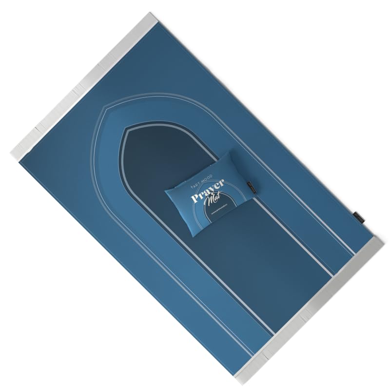 Velvet Prayer Mat in a deep Blue color, 68x117 cm, a luxurious and soft rug with a reverent design, providing a comfortable and dedicated space for prayer at home, mosque, or travel