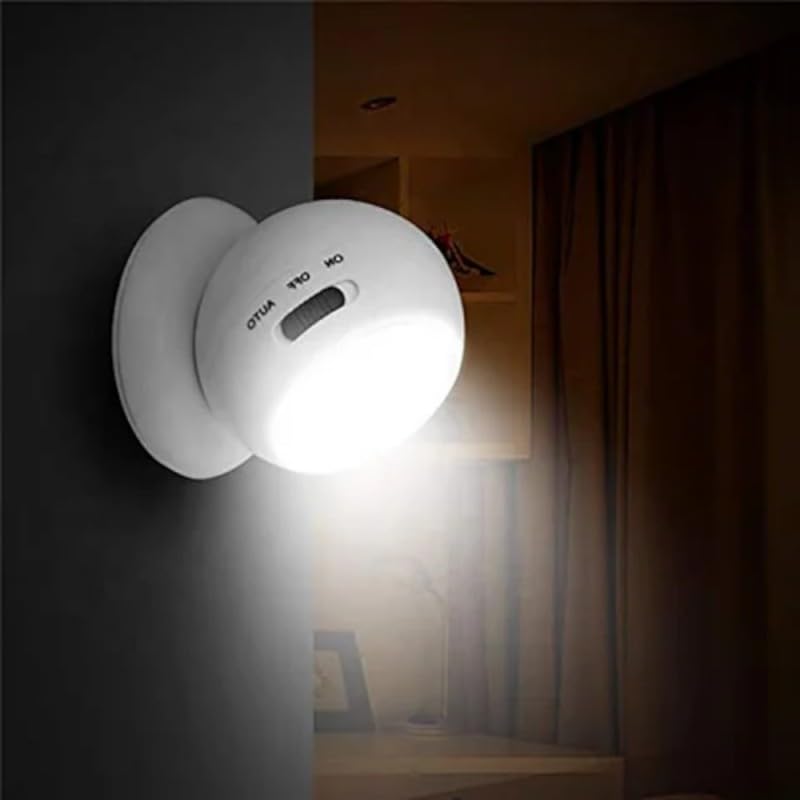 360° Rotating Spherical LED Night Light with Motion Sensor, 120 lm, Magnetic Base, Indoor Lighting for Bedroom, Closet, Hallway, Stairs, Soft Warm Light