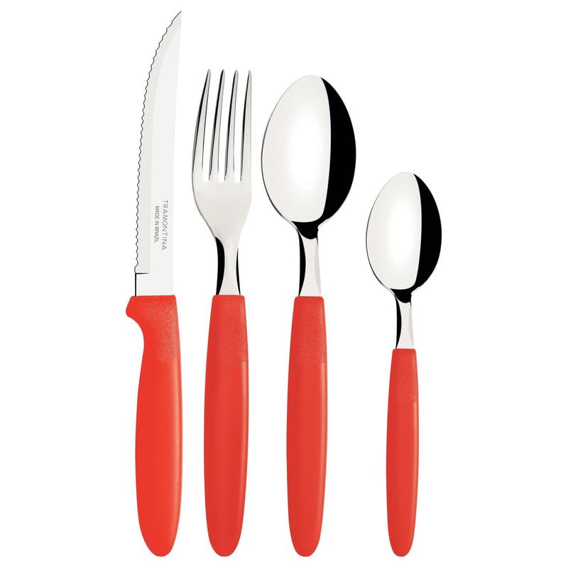 Ipanema Flatware Set, Stainless Steel Blades, Polypropylene Handles, 24-Piece Cutlery for Dining and Everyday Use, Durable and Dishwasher Safe