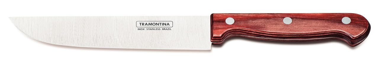 Polywood 6” Kitchen Knife – Ultra-Durable Stainless Steel Blade with Heat-Resistant Red Wooden Handle – Versatile for Meat, Fruits & Vegetables – Dishwasher Safe – Pack of 12