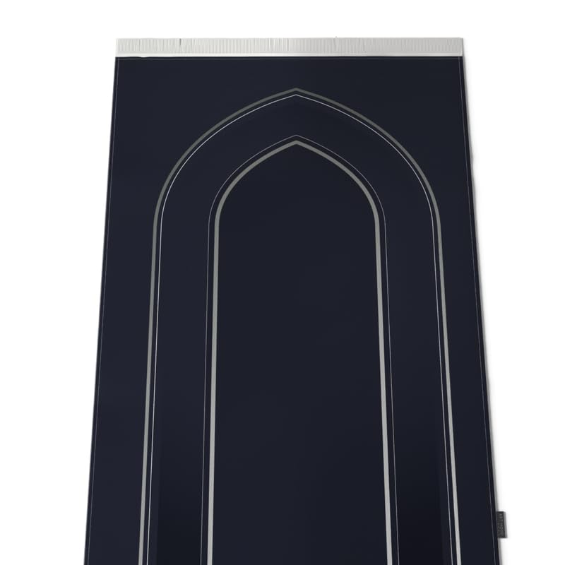 Velvet Prayer Mat in a sophisticated Dark Blue, 68x117 cm, a luxurious and soft rug with a timeless design, perfect for a comfortable and serene prayer experience anywhere you go
