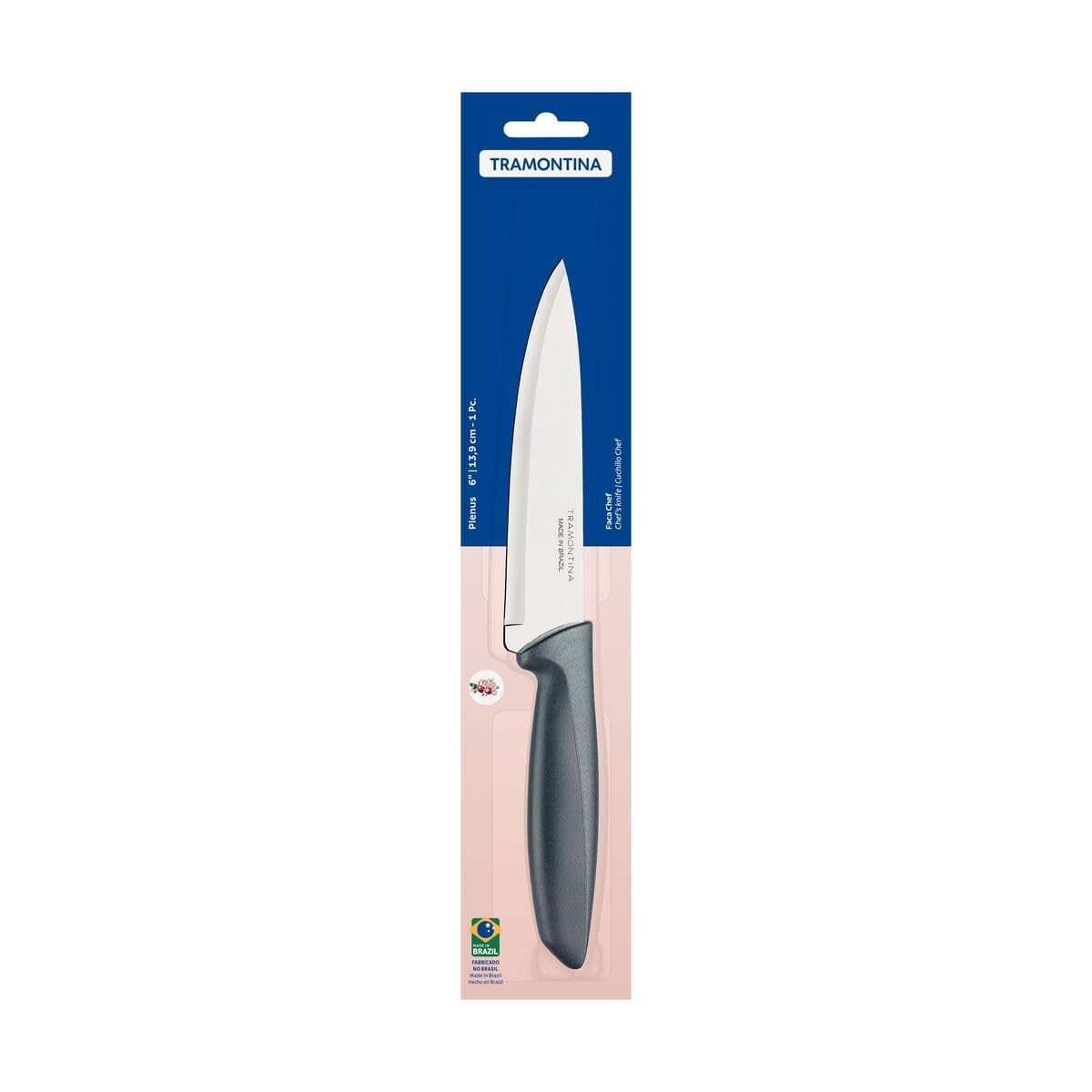 Plenus Chef Knife – 6-Inch Stainless Steel Blade – Gray Handle – Sharp, Ergonomic & Versatile for All Cooking Needs