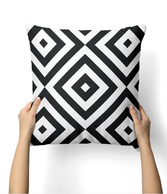 Canvas Mono Cushion Cover in Black & White, 40x40 cm, a durable decorative pillow with a bold monochromatic design, ideal for a modern, graphic, and high-contrast interior style