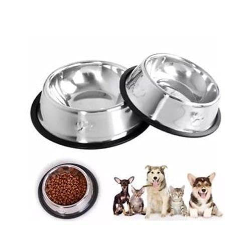 Large dog metal food bowl (silver,28cm)