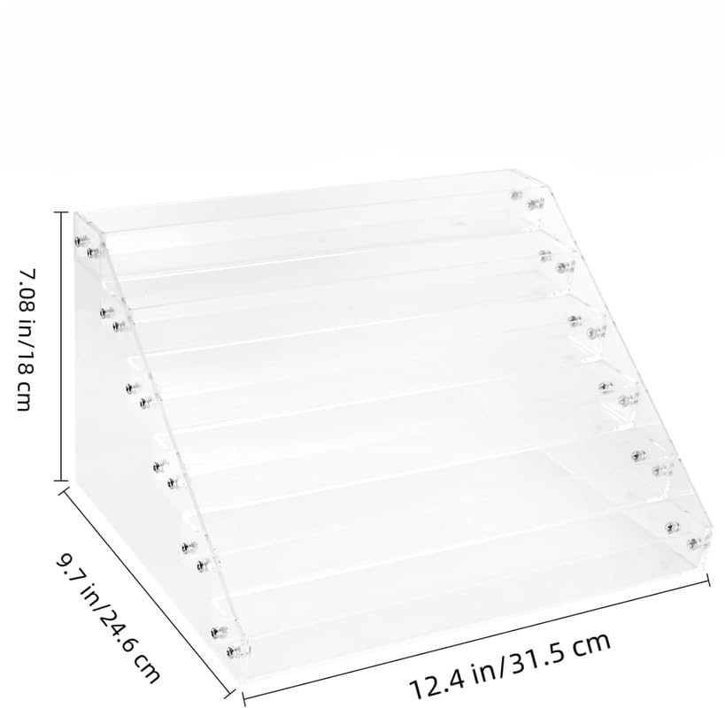 Tier Tiered Acrylic Makeup Organizer, Wide Display Rack for Lipstick, Nail Polish, and Eyeshadow, Clear Countertop Stand for Essential Oils, Paints, and Retail Displays