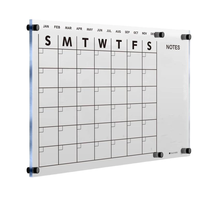 Acrylic Dry Erase Calendar for Wall, 58 x 40 CM, Clear Acrylic White Board Calendar for Home and Office, Stylish & Functional Wall Calendar