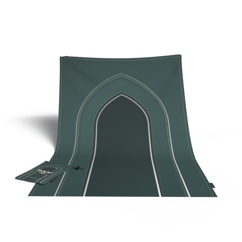 Waterproof Prayer Mat in a deep Dark Green, 68x117 cm, a durable and practical rug perfect for all conditions, easy to clean and ideal for outdoor use, travel, or daily prayers