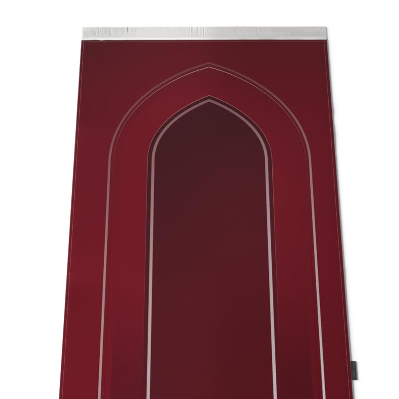 Al-Taqwa Velvet Prayer Mat, a Luxurious Islamic Rug in Red made from Soft Velvet Material, 68x117 cm, for Comfortable Prayer, a Salah Mat Ideal for Home, Mosque, or as a Travel Janamaz