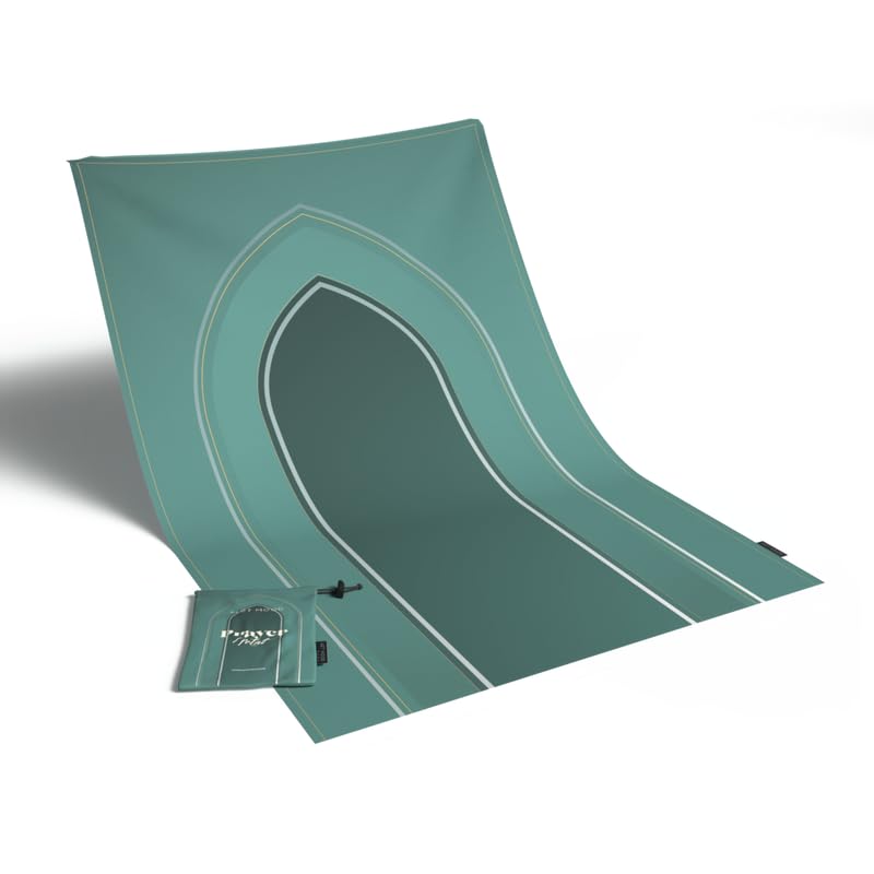 Al-Taqwa Waterproof Prayer Mat, a Durable Rug in Green made from Easy-to-Clean Material, 68x117 cm, for Comfortable Prayer, Ideal for Outdoor, Indoor, and Travel Use, Washable Salah Mat
