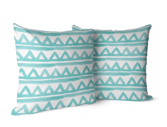 Canvas Piera Cushion Cover in Turquoise & White, 40x40 cm, a durable decorative pillow with a refreshing and stylish pattern, perfect for a coastal or contemporary home design