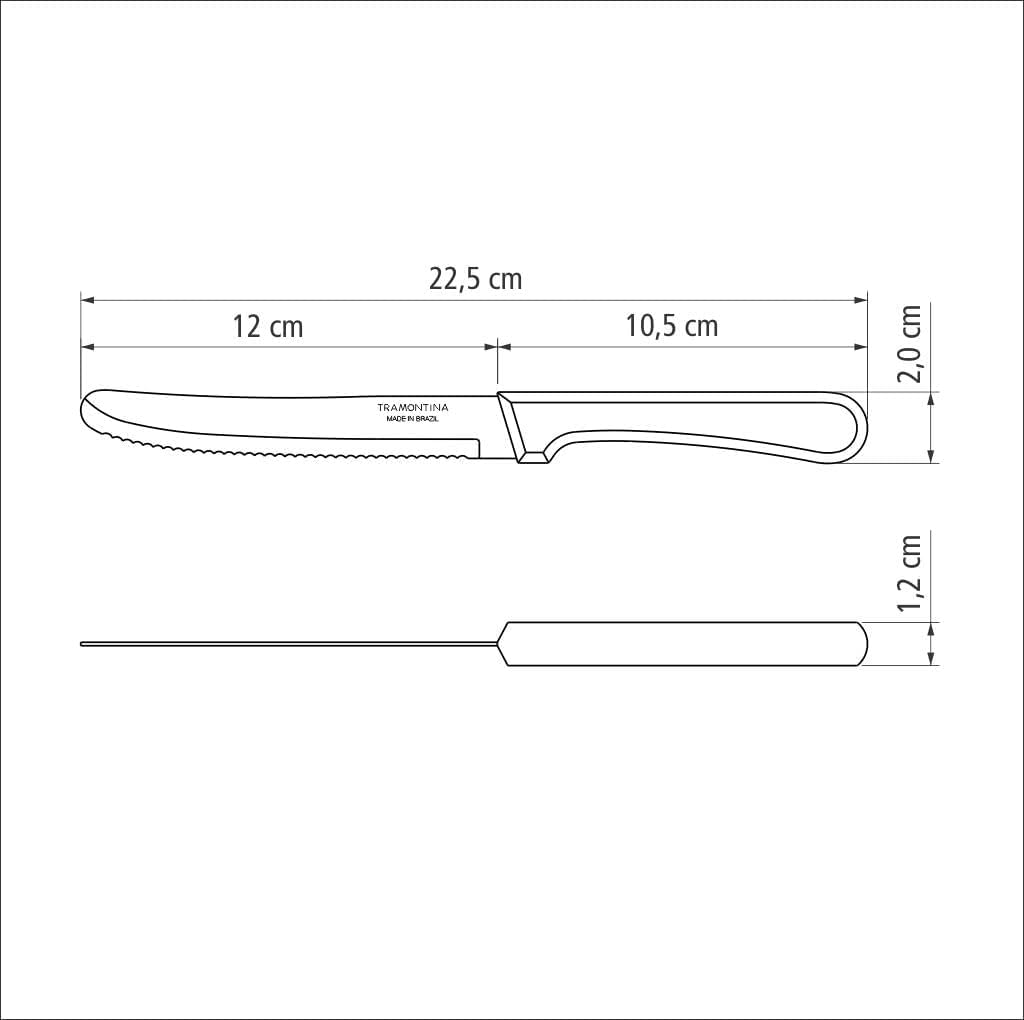 Plenus 5 Inches Fruit Knife with Stainless Steel Blade and Black Polypropylene Handle - Pack of 12