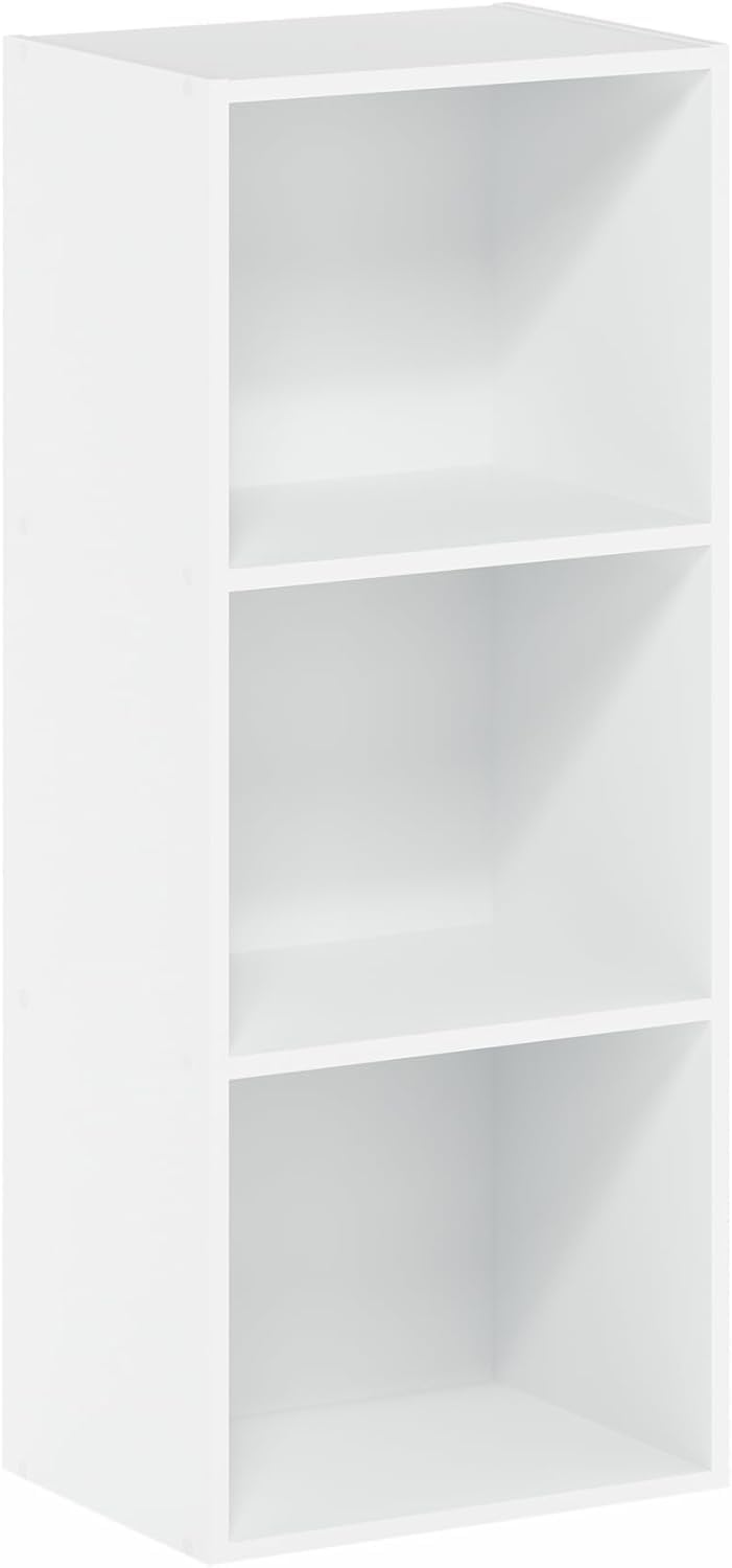 3-Tier Bookcase with Open Shelves, Simple and Clean Design in Manufactured Wood with a White Finish, Versatile Freestanding Shelving Unit for Storage and Display