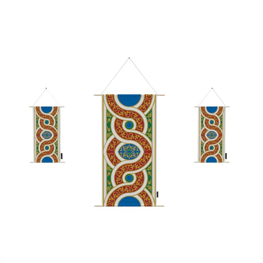 Ramadan's Unique Morish Velvet Fabric Posters Set, a Wall Art Decor Kit for Festive Home Decor, Beige & White, an Elegant Islamic Design for Living Room or Bedroom during Ramadan