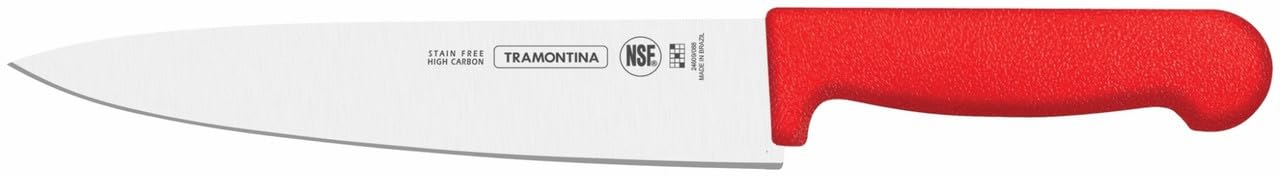 Professional Master 8" Chef’s Knife – High-Carbon Stainless Steel Blade with Ergonomic Red Polypropylene Handle – Ultra-Sharp, Ideal for Meat, Vegetables & Kitchen Prep