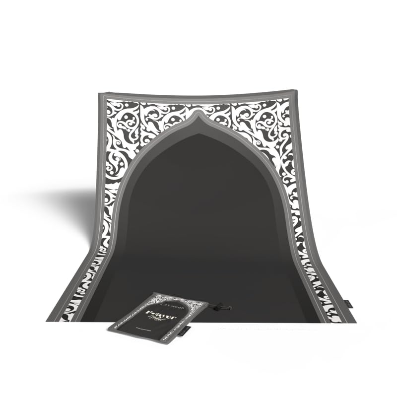 Waterproof Prayer Mat in a stylish Grey and White, 68x117 cm, a durable and practical rug with a contemporary design, ideal for travel and ensuring a clean prayer space anywhere