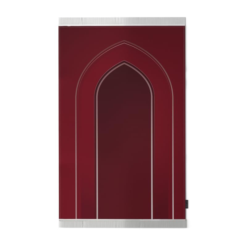 Al-Taqwa Velvet Prayer Mat, a Luxurious Islamic Rug in Red made from Soft Velvet Material, 68x117 cm, for Comfortable Prayer, a Salah Mat Ideal for Home, Mosque, or as a Travel Janamaz