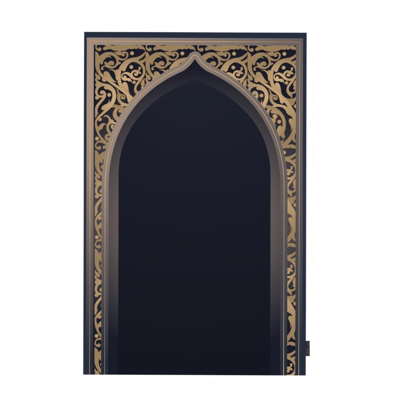 Al-Hedaya Waterproof Prayer Mat, a Durable Rug in Blue & Gold from Wipeable Material, 68x117 cm, for Comfortable Prayer, a Stylish Salah Mat for Outdoor, Indoor, and Travel Use