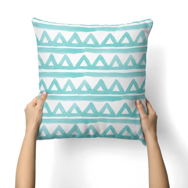 Canvas Piera Cushion Cover in Turquoise & White, 40x40 cm, a durable decorative pillow with a refreshing and stylish pattern, perfect for a coastal or contemporary home design