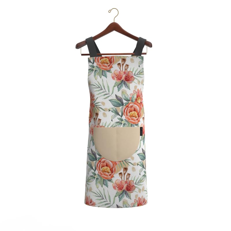 Apron, Cross-Back Design, Soft Cotton-Like Fabric, One Size, Lightweight Breathable Unisex with Front Pocket, for Cooking, and Daily Use