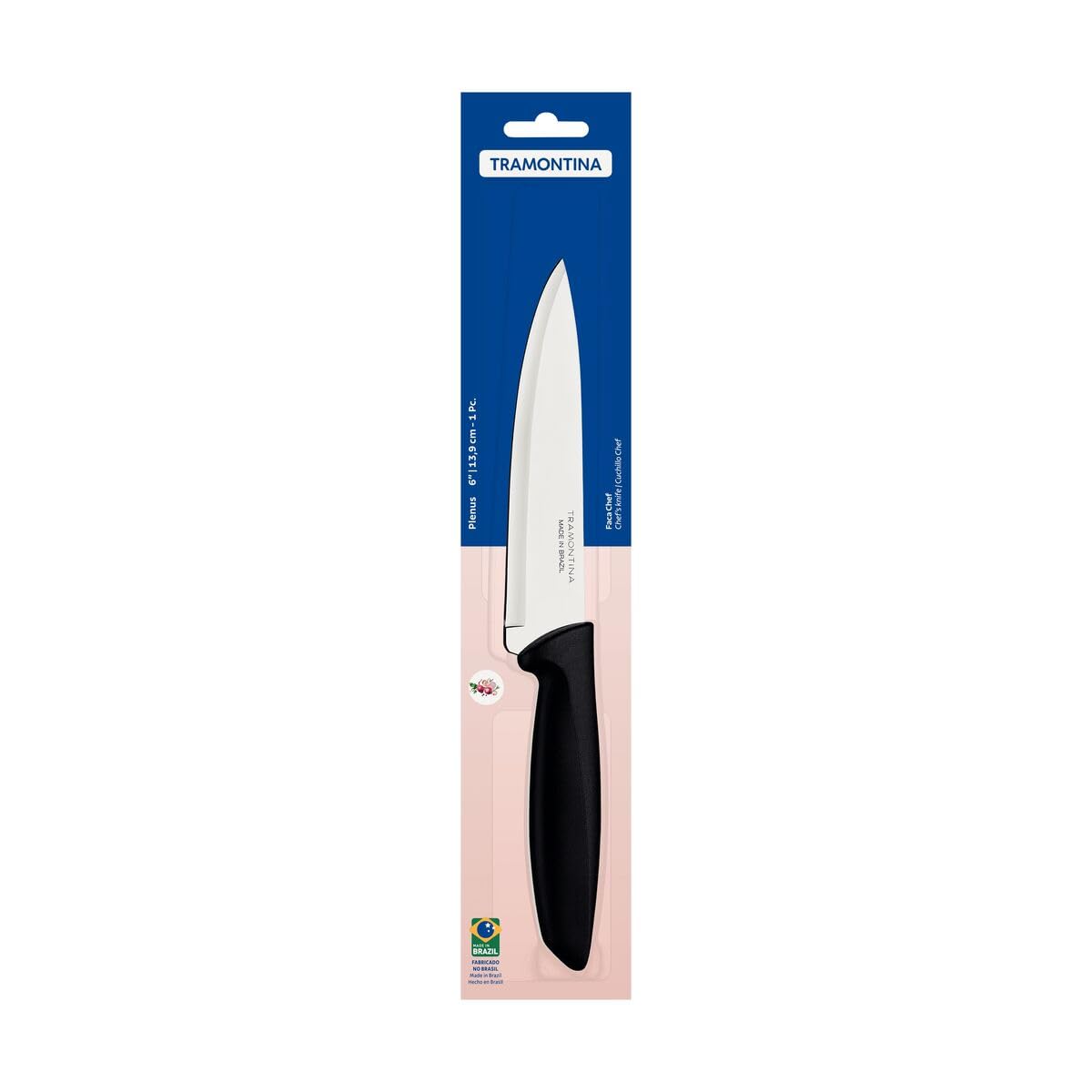 Plenus Stainless Steel Chef Knife with Handle, 6-Inch Blade, Black - Designed for High Performance and Durability, Ideal for Professional and Home Kitchens, Precision Crafted for