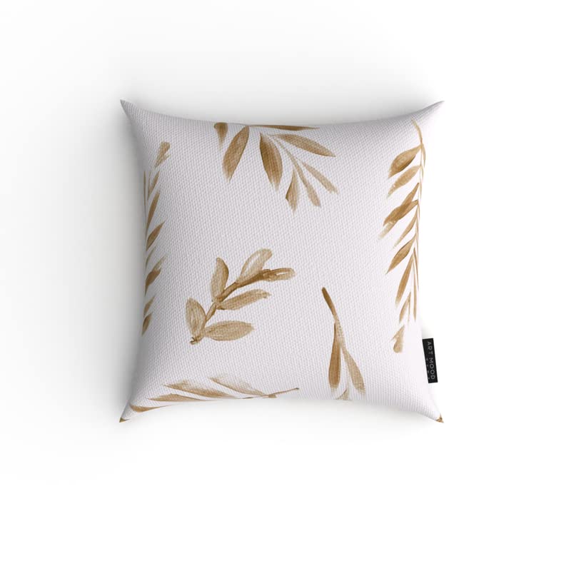 Eve Canvas Cushion Cover in Gold & White, a durable decorative pillow with an elegant and glamorous metallic pattern, 40x40 cm, perfect for adding a touch of chic sophistication to your decor