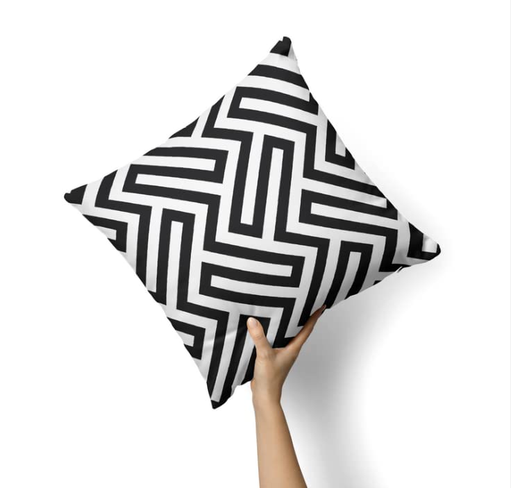 Canvas Cushion Cover in a classic Black & White design, 40x40 cm, a durable and timeless decorative pillow perfect for creating a modern, minimalist, or high-contrast look in any room