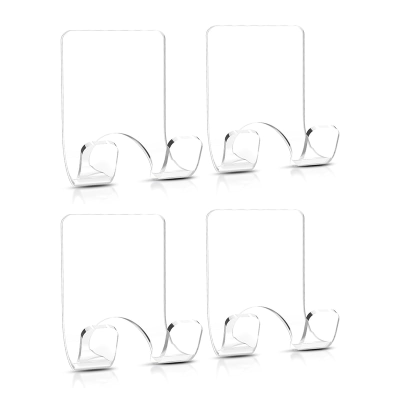 Clear Acrylic Adhesive Razor Holder Hooks 2 Pack, Waterproof His and Hers Shower Wall Organizer, Modern, For Bathroom and Bathtub Organization