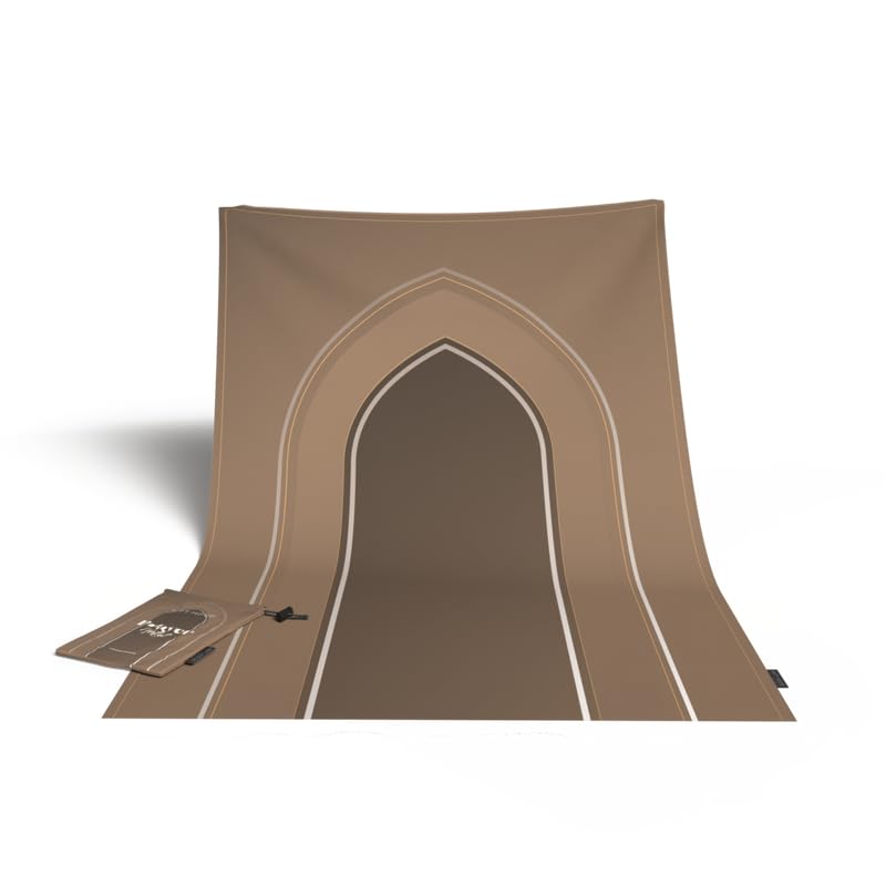 Waterproof Prayer Mat in a neutral Cafe color, 68x117 cm, a durable and practical rug that is easy to clean, making it a perfect, reliable choice for travel or outdoor prayers