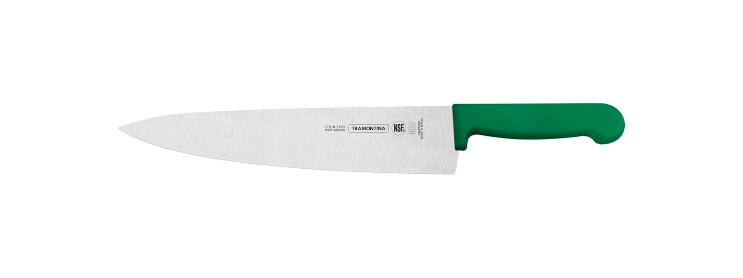 Professional Meat Knife – 10-Inch Stainless Steel Blade – Green Polypropylene Handle – Ideal for Large Cuts