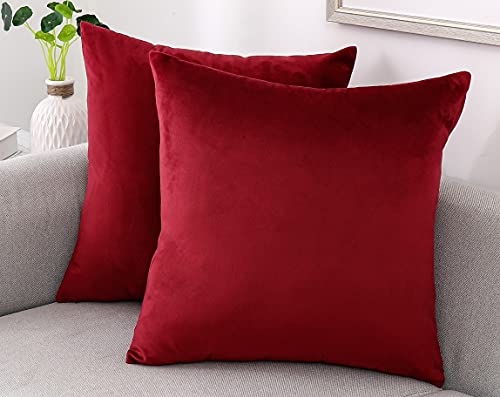 Soft Thick Velvet Throw Pillow Covers Decorative Square Cushion Cover For Couch Sofa Bedroom Living Room - set of 2 Pieces