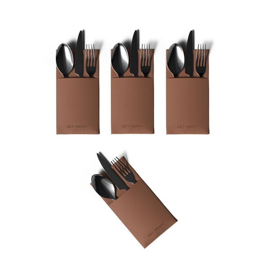 حامل غطاء جلدي - مجموعة من 4 حاملات غطاء متينة لطبق العشاء وطاولة الطعام