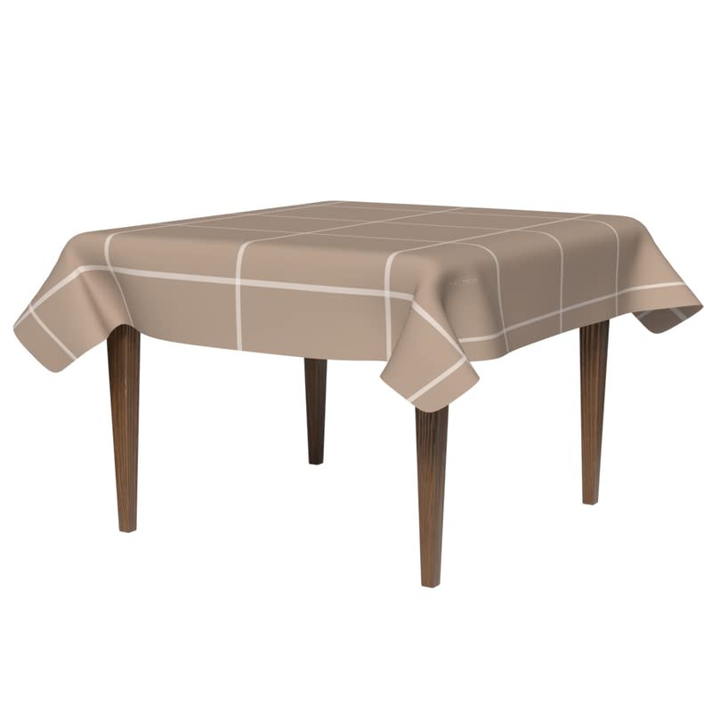 Craft Waterproof Tablecloth in Beige & White, a 140x140 cm Square Table Cover of Spillproof Polyester, a Durable and Minimalist Protector for Everyday Dining and Kitchen Tables