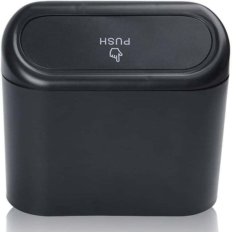 Car Trash Can with Lid, Multifunctional Folding Dustbin Garbage Holder, Leak-Proof Hanging Mini Trash Container, Organizer for Cars, Homes, Offices, Travel (Black)
