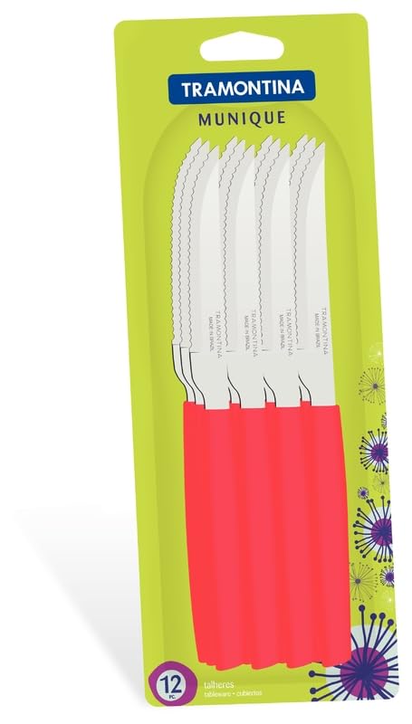 5" Steak Knives, Pack of 12, Sharp Stainless Steel Blades, Durable Polypropylene Handles, Dishwasher Safe, Perfect for Family Dinners, Gatherings, and Restaurants