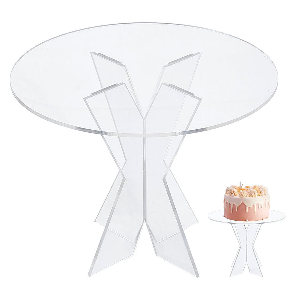 Acrylic Cake Display Stand Set, Clear Round Food Riser, 20cm x 8cm Cupcake Holder for Dessert Table, Transparent Pastry Stand for Parties Wedding Buffet Candy Display