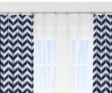 INtex CURTAINS HOUSE Luxury velvet curtains - Modern design - Stripped Zigzag - steel Grommets - 1 piece Blue*White 145W X 230L CM