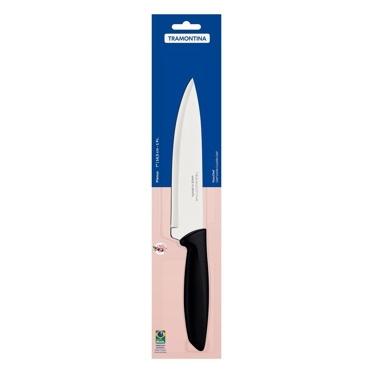 Plenus Chef's Knife, High-Quality Stainless Steel Blade, Ergonomic Polypropylene Handle, Ideal for Versatile Cooking - 7 Inch - Black - Designed for High Performance and Durabilit