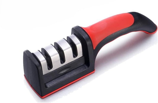 مبراة سكاكين المطبخ قابلة للتعديل 4 في 1 يدوية للسكاكين والمقصات، أداة شحذ شفرة احترافية بتصميم مريح، حجر متين