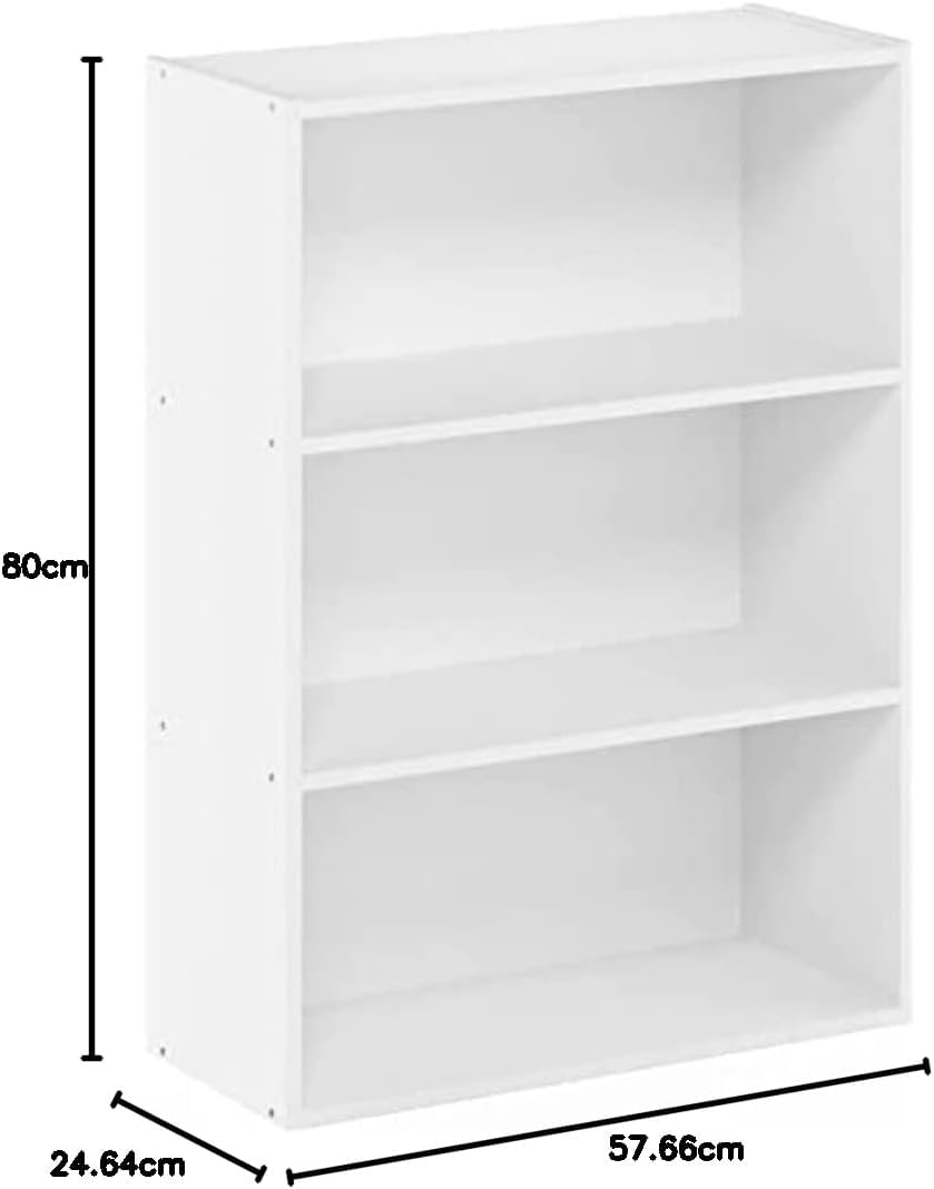 3-Tier Open Shelf Bookcase, Engineered Wood Storage Organizer, Versatile and Modern Standing Bookshelf for Home Office or Living Room, Plain White Finish, Compact Size