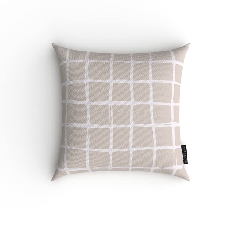 Haven 2 Canvas Cushion Cover in Beige & White, a durable decorative pillow with a chic and simple modern pattern, 40x40 cm, a versatile accent for a clean, contemporary, and calm interior