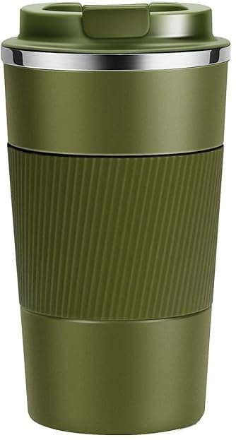 Reusable Travel Coffee Mug 510ml, Double-Walled Insulated Stainless Steel Cup with Leakproof Lid, Eco-Friendly Portable Tumbler for Hot and Cold Drinks, BPA-Free