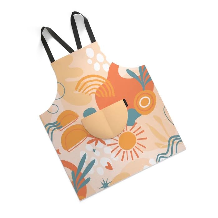 Apron, Cross-Back Design, Soft Cotton-Like Fabric, One Size, Lightweight Breathable Unisex with Front Pocket, for Cooking, and Daily Use