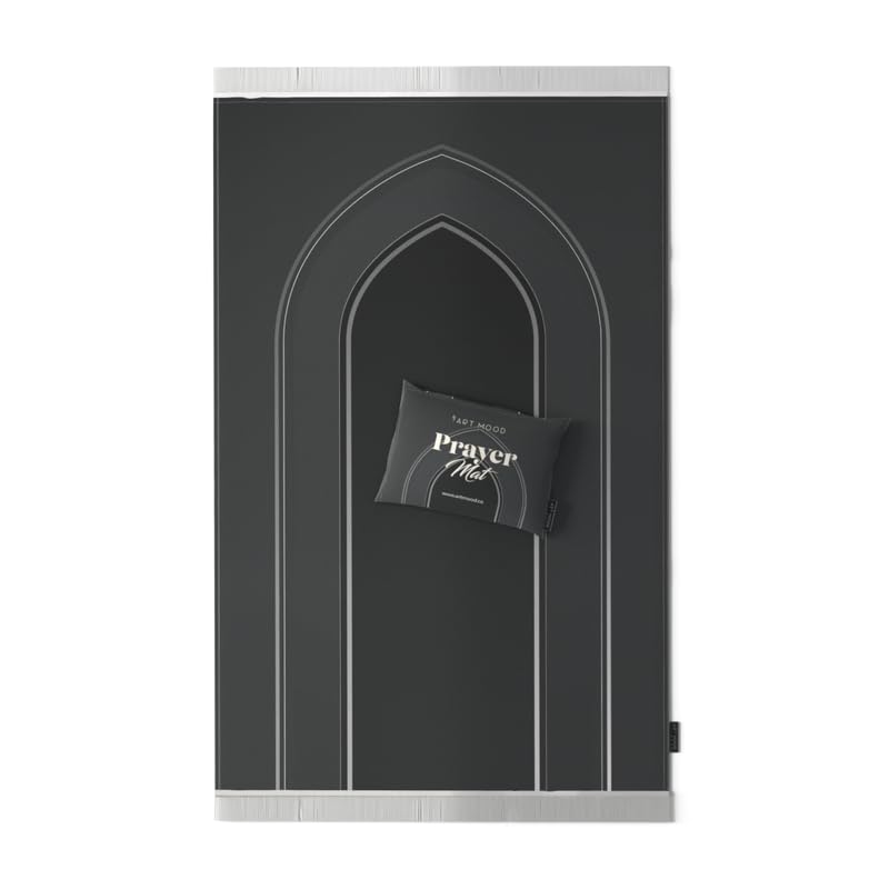 Al-Taqwa Velvet Prayer Mat, a Luxurious Islamic Rug in Grey made from Soft Velvet Material, 68x117 cm, for Comfortable Prayer and Meditation, Ideal for Home, Mosque, or Travel Use