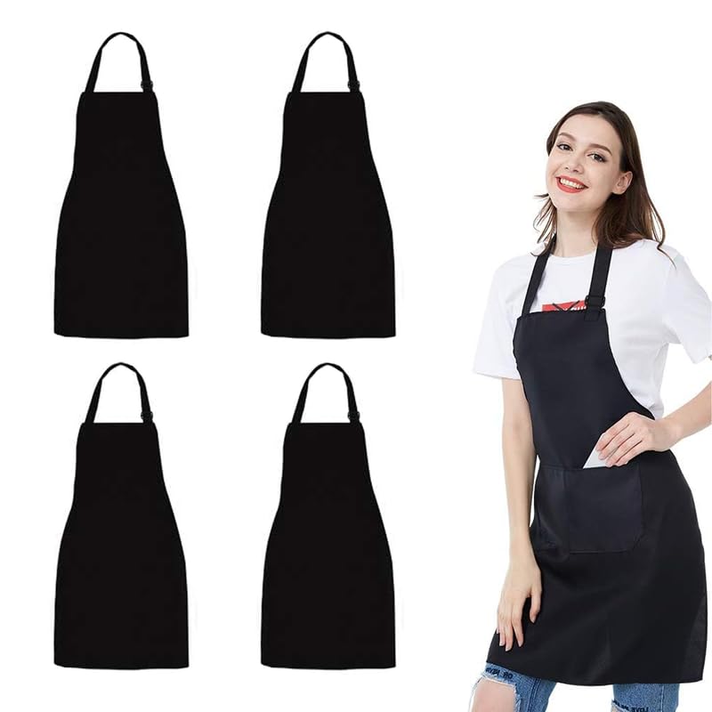 Waterproof Bib Apron - Unisex Apron Bulk with 2 Roomy Pockets Machine Washable for Kitchen Crafting
